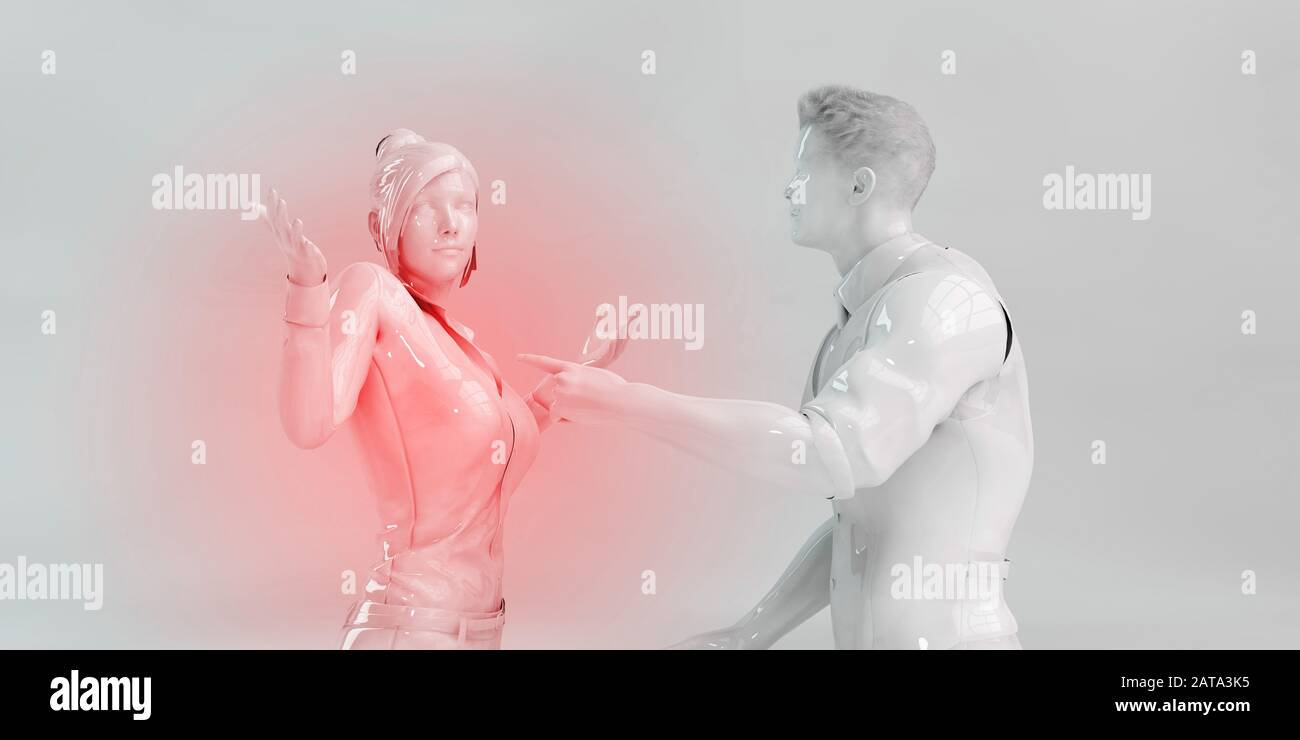 Lady Annoyed and Upset at Man in a Conflict Stock Photo