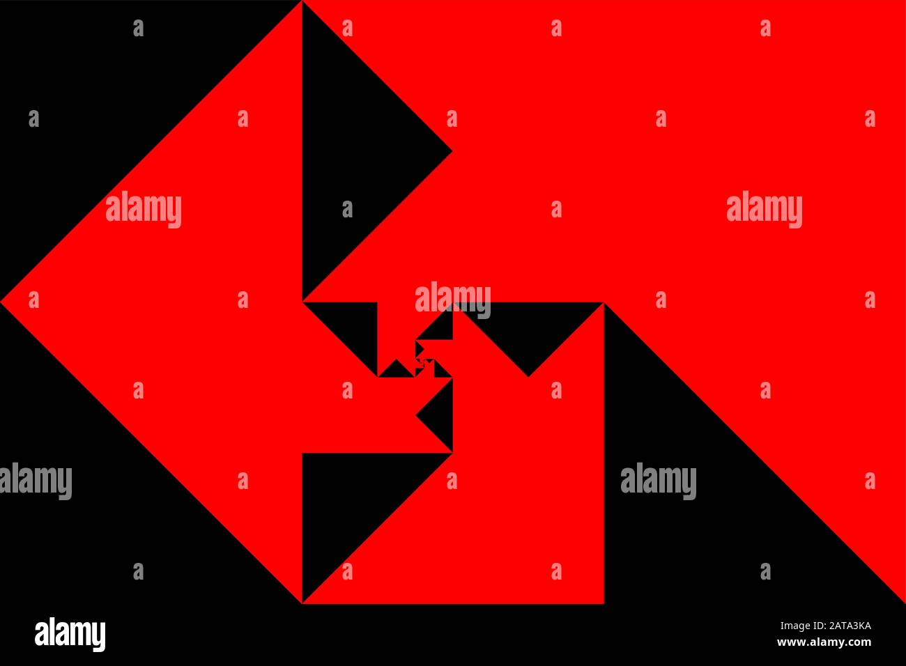 Triangle Red and White Fibonacci Spiral - Vector Op Art Stock Vector