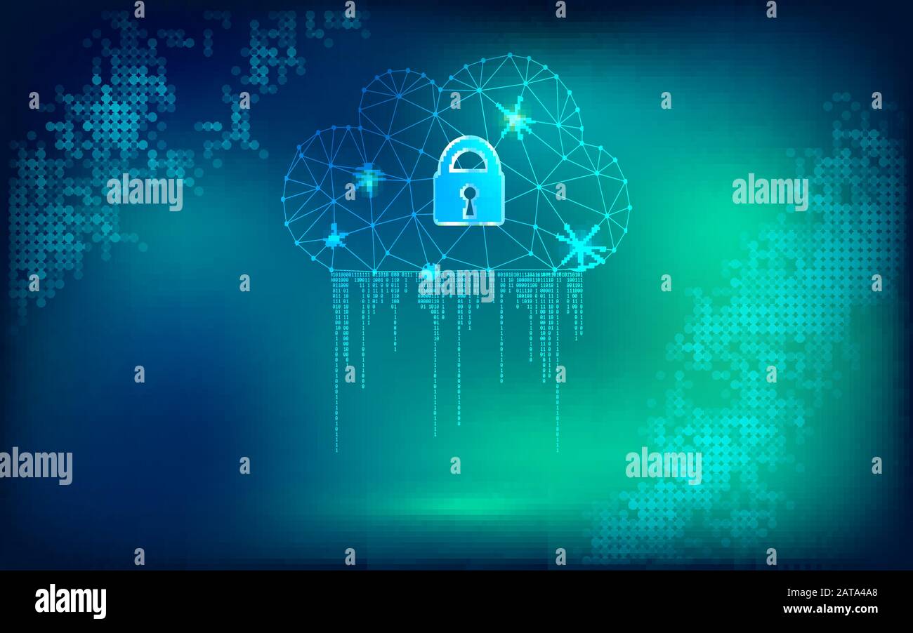 Vector  Digital Data Cloud Service Web Security Background Stock Vector