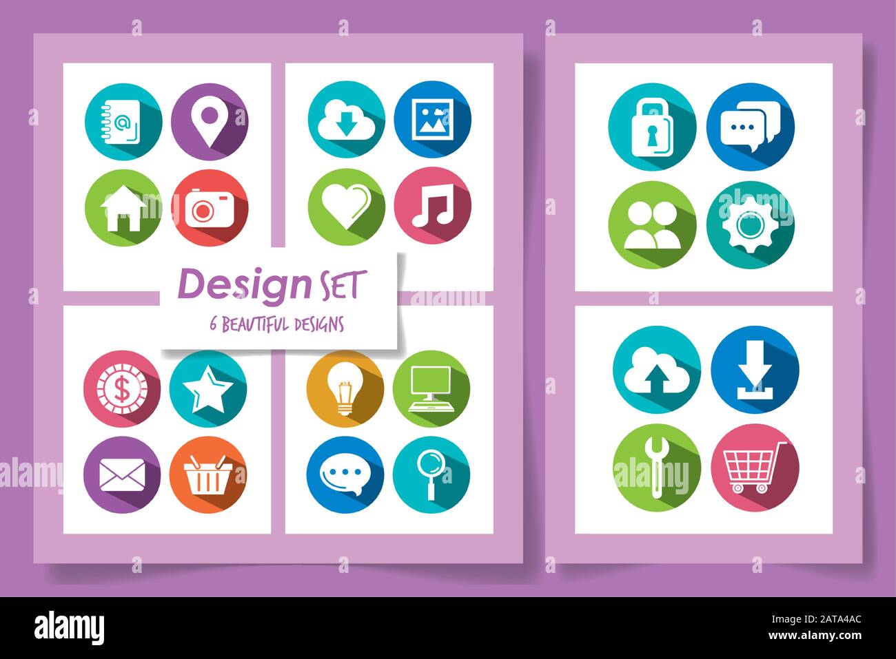 six designs of social media marketing icons Stock Vector Image & Art ...