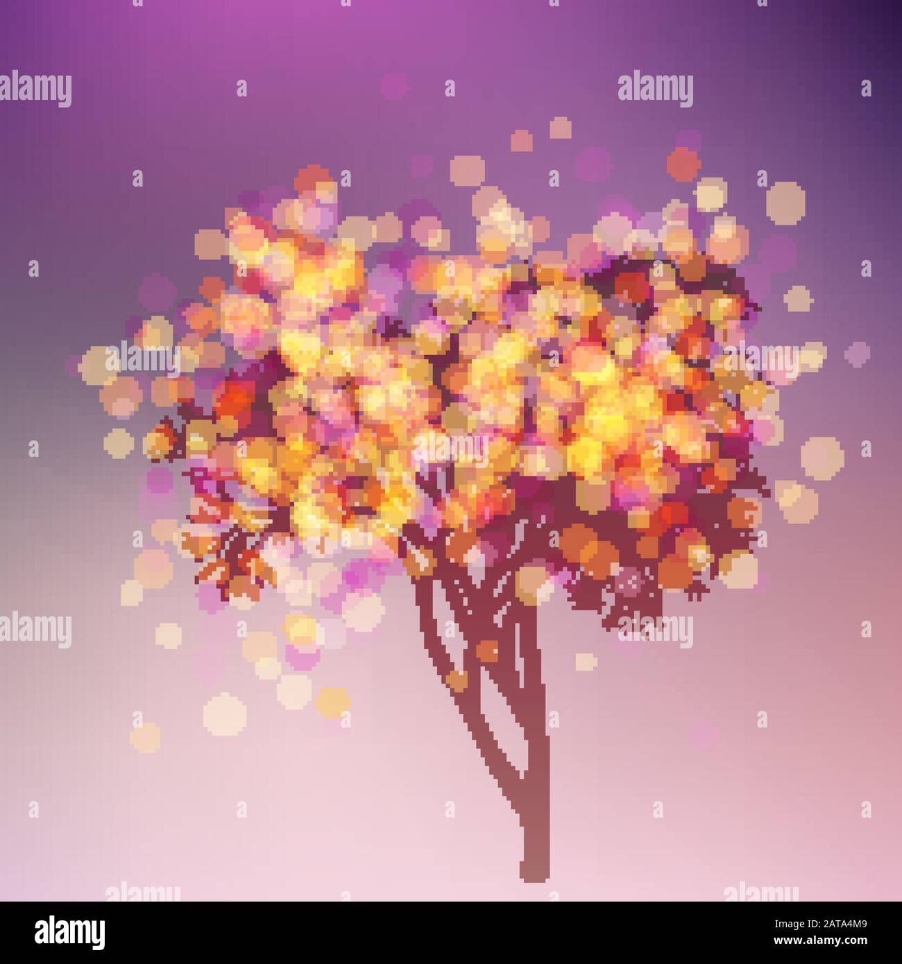 Delicate Vector Blue Blooming Tree Illustration Stock Vector Image ...