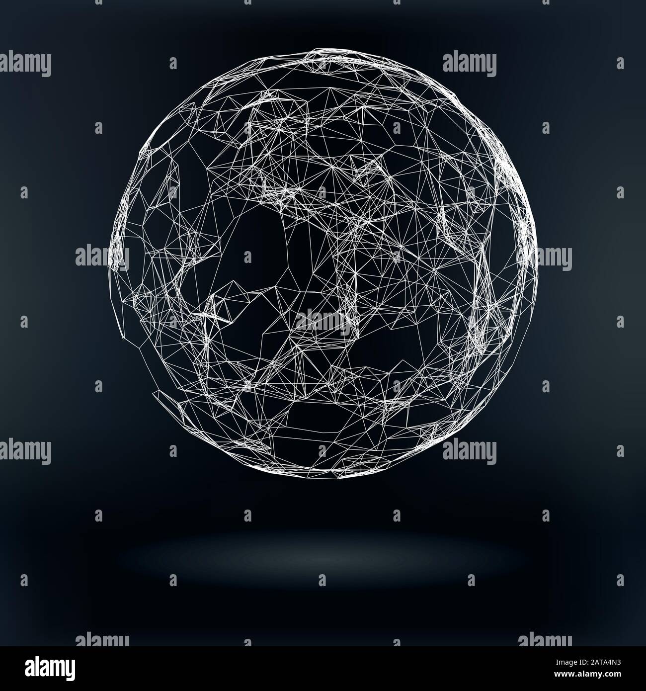Technology Abstract Triagular Plexus  Ball - Vector Hi-Tech HUD Illustration Stock Vector