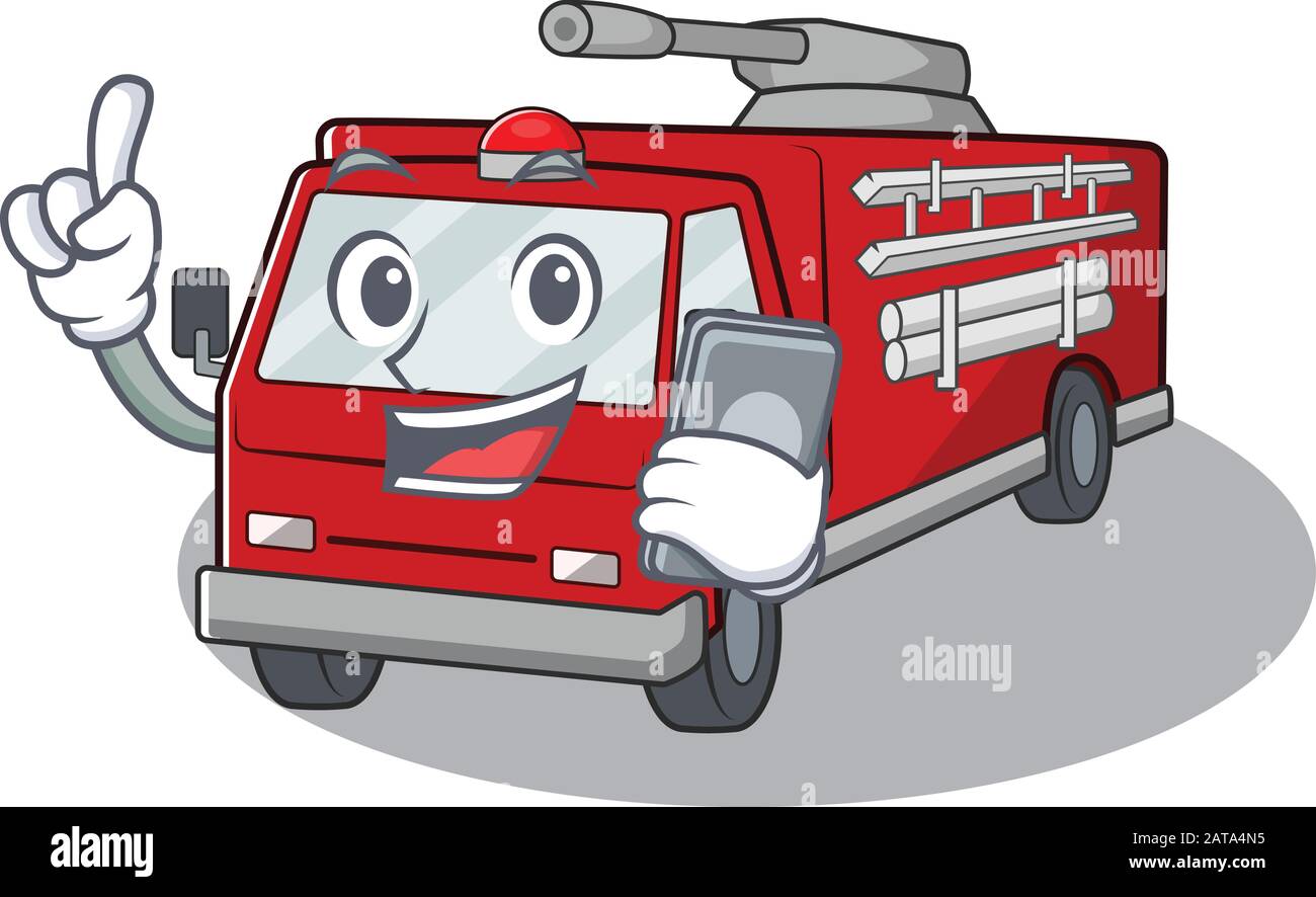 Cartoon design of fire truck speaking on a phone Stock Vector Image
