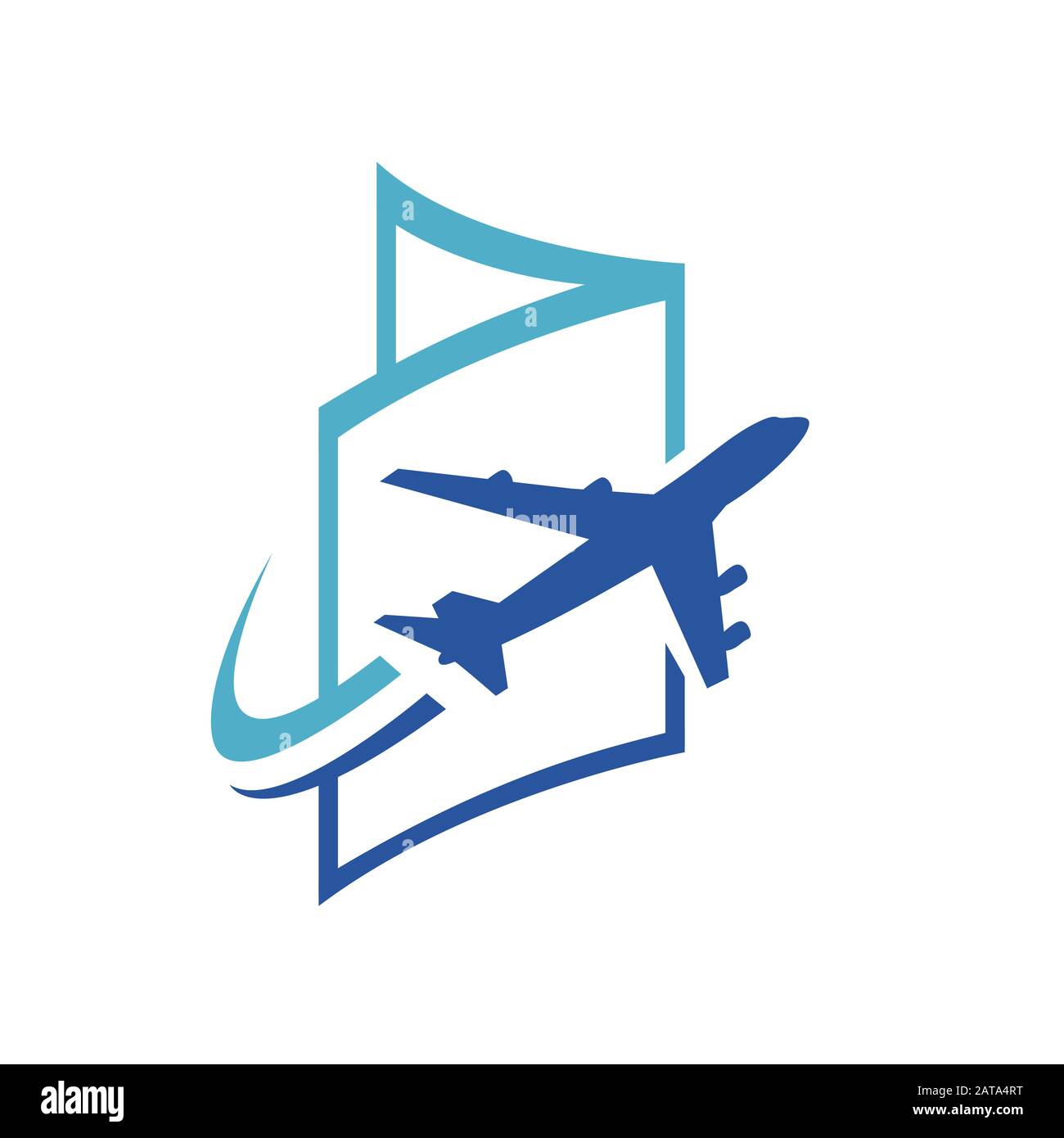 flying airplane on identity book visa passport logo design vector icon illustration Stock Vector