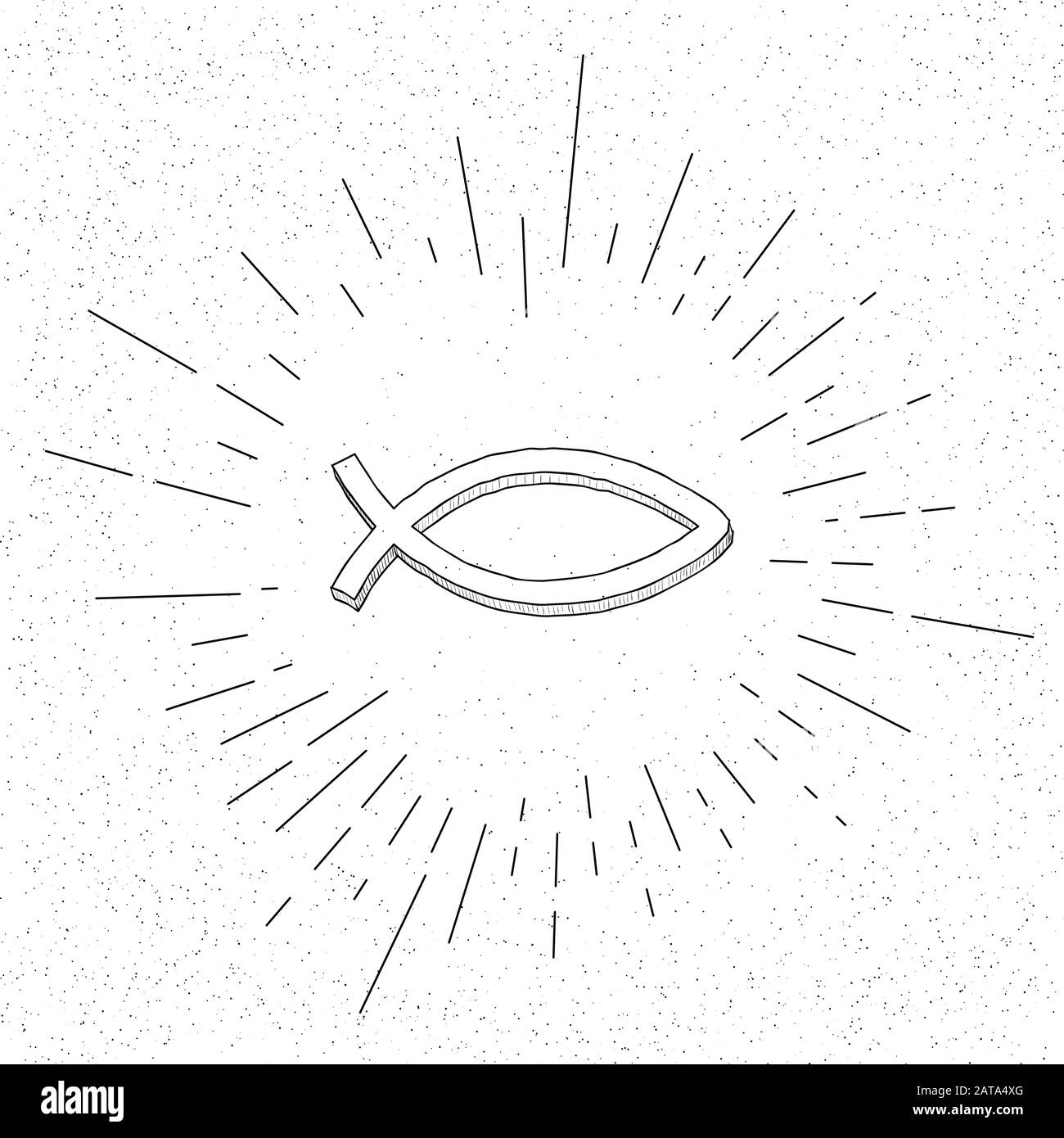 Hand Drawn Symbol of Christianity or  Era of Fish - Doodle Vector Hatch Icon Stock Vector