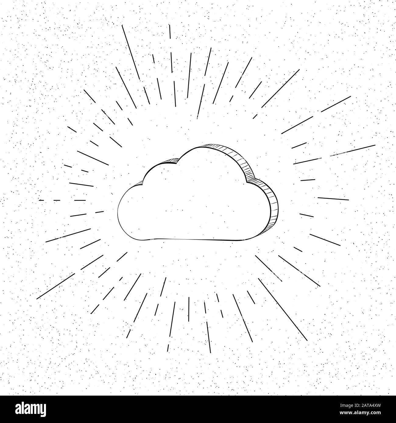 Hand Drawn Crypto Currency Mining Cloud Symbol  - Doodle Vector Hatch Icon Stock Vector