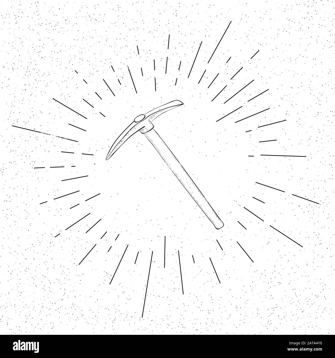 Hand Drawn Crypto Currency Cloud Mining Pickaxe Symbol  - Doodle Vector Hatch Icon Stock Vector