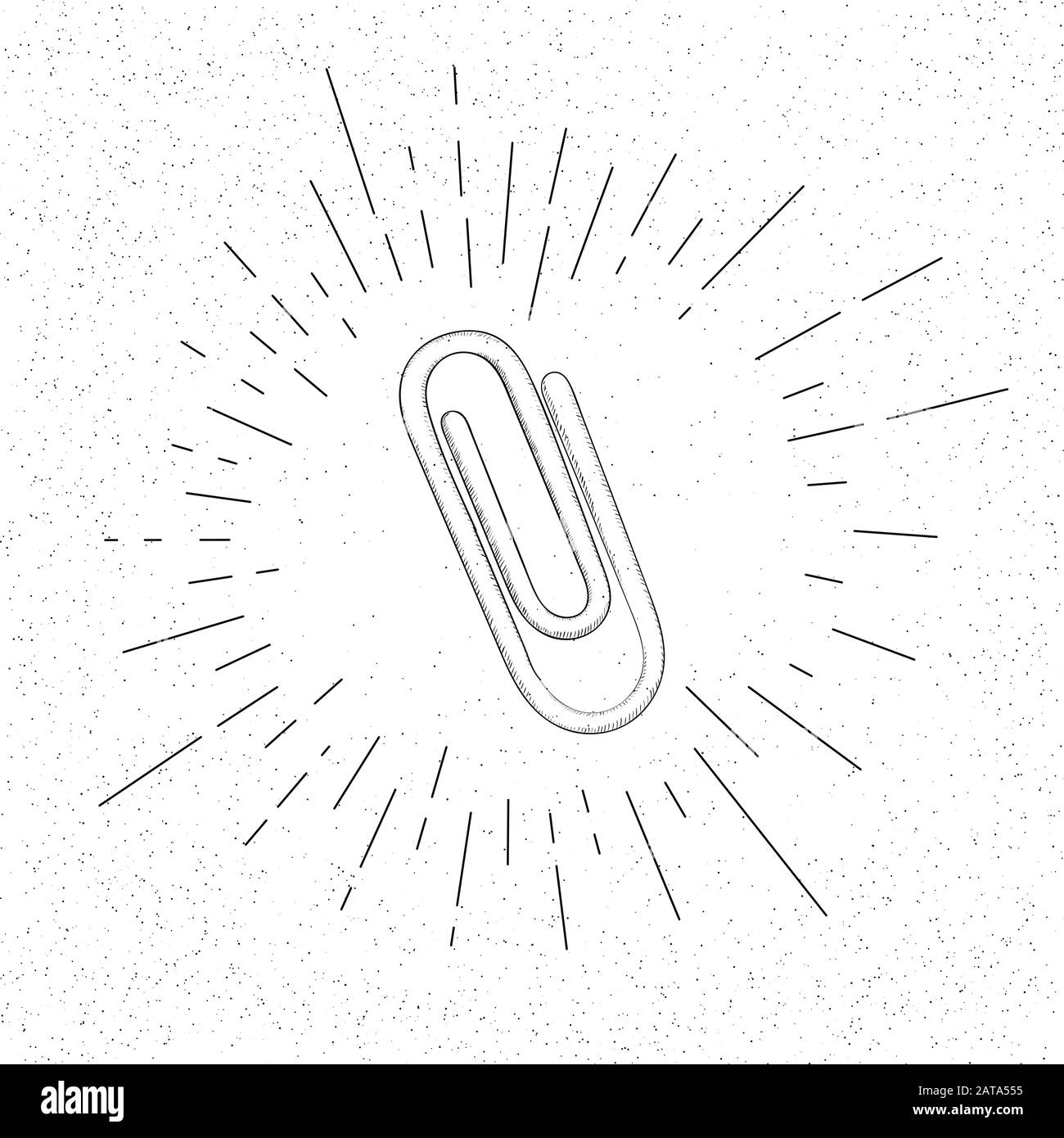 Hand Drawn Symbol of Clerical Paperclip - Doodle Vector Hatch Icon Stock Vector