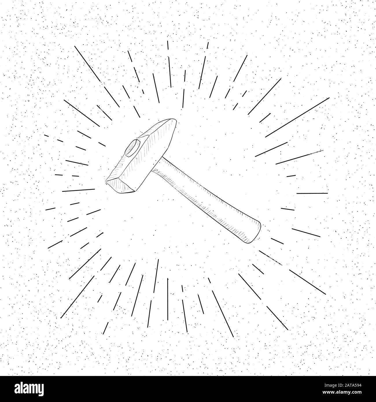 Hand Drawn Symbol of Hammer Tool for Nails - Doodle Vector Hatch Icon ...