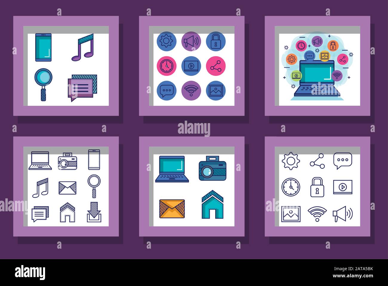 bundle of social media marketing and icons Stock Vector Image & Art - Alamy