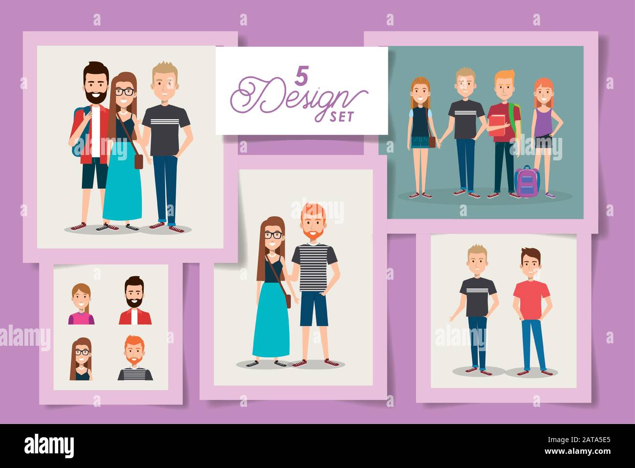 five designs of young students Stock Vector Image & Art - Alamy
