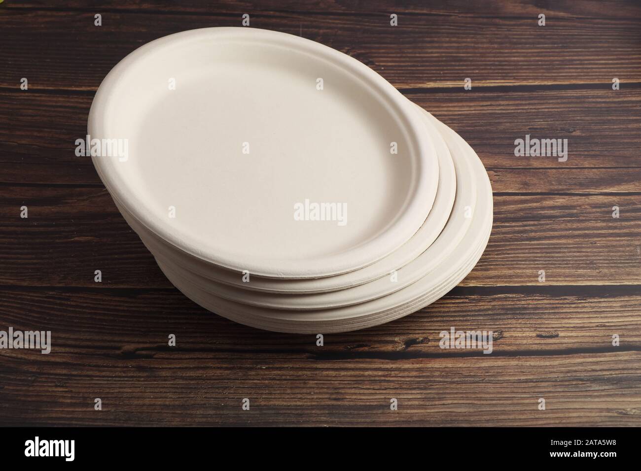 Disposable poly coated paper plate. Stock Photo