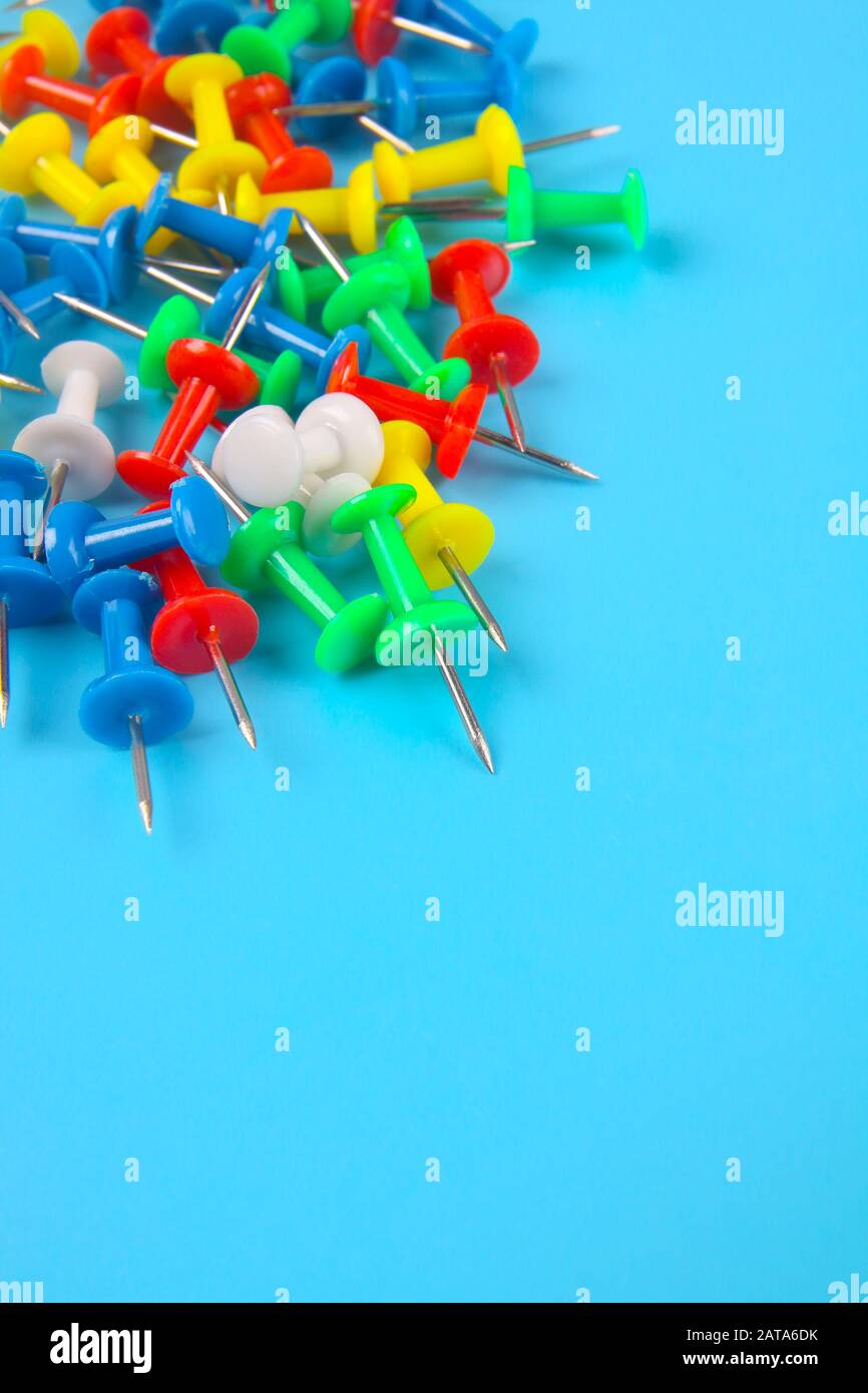 Wall push pins in different colors Stock Photo - Alamy
