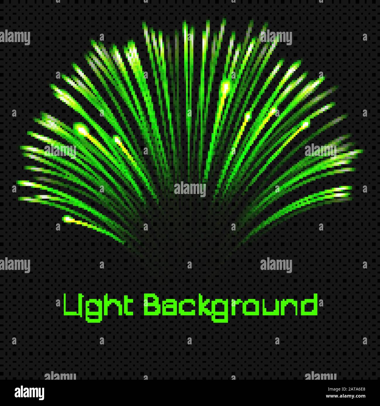 Green shining Fireworks on Transparent Background  - Vector Glowing Flash Stock Vector