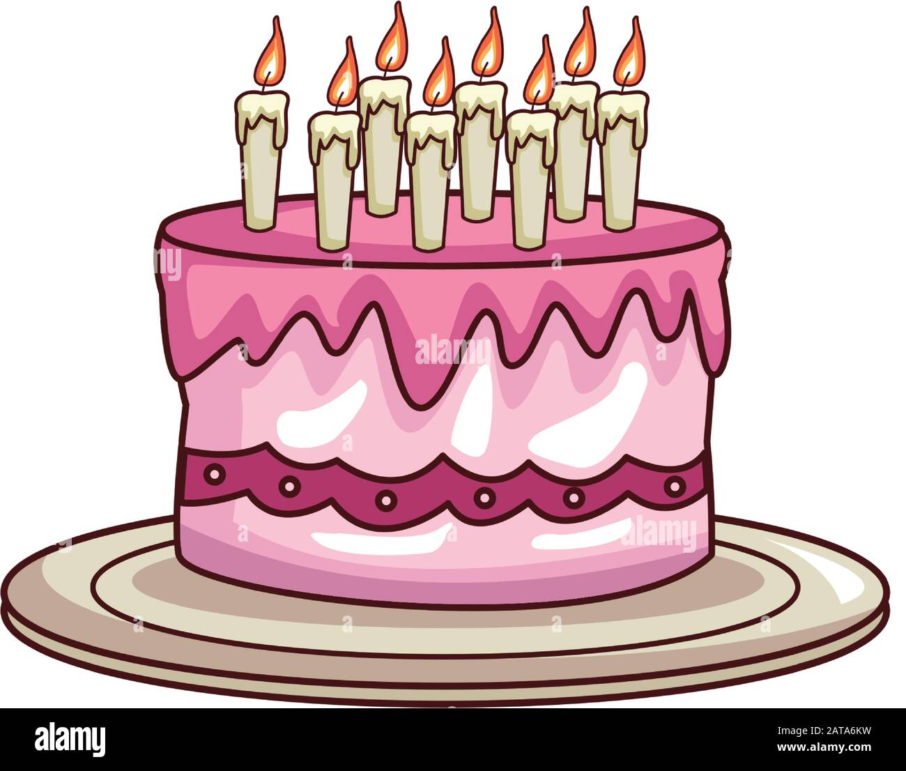 birthday cake with candles icon, colorful design Stock Vector Image ...
