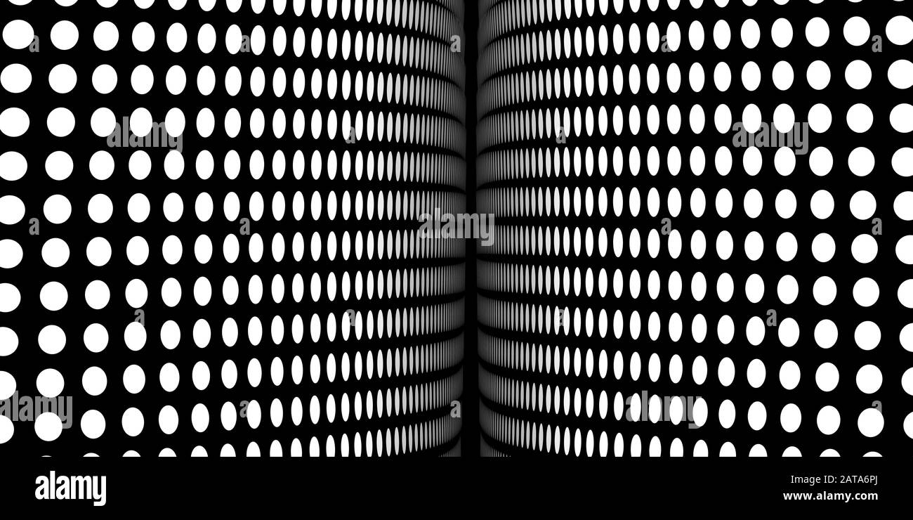 Vector Black and White Halftone Fold Wide Generative Op Art Background Stock Vector