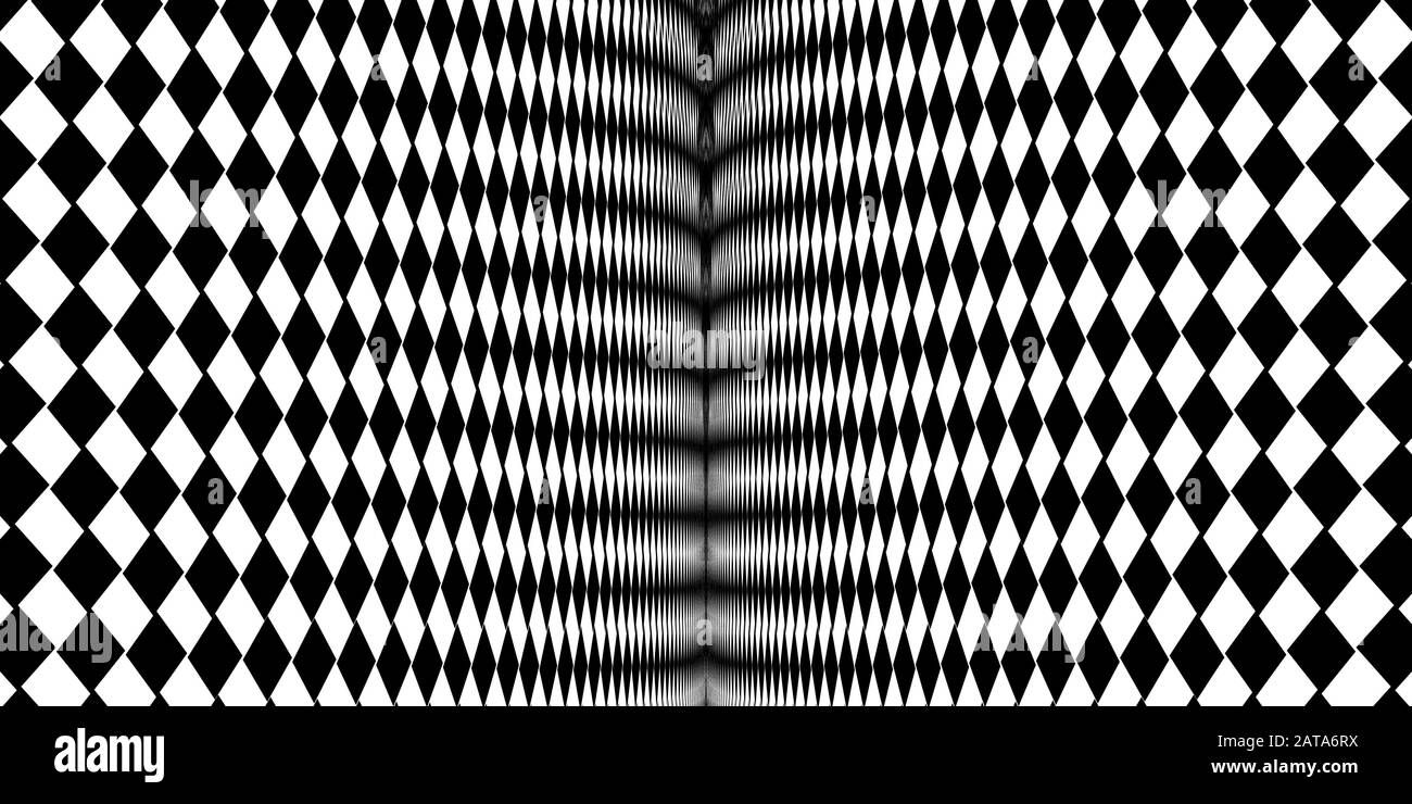 Vector Black and White Halftone Fold Wide Generative Op Art Background Stock Vector