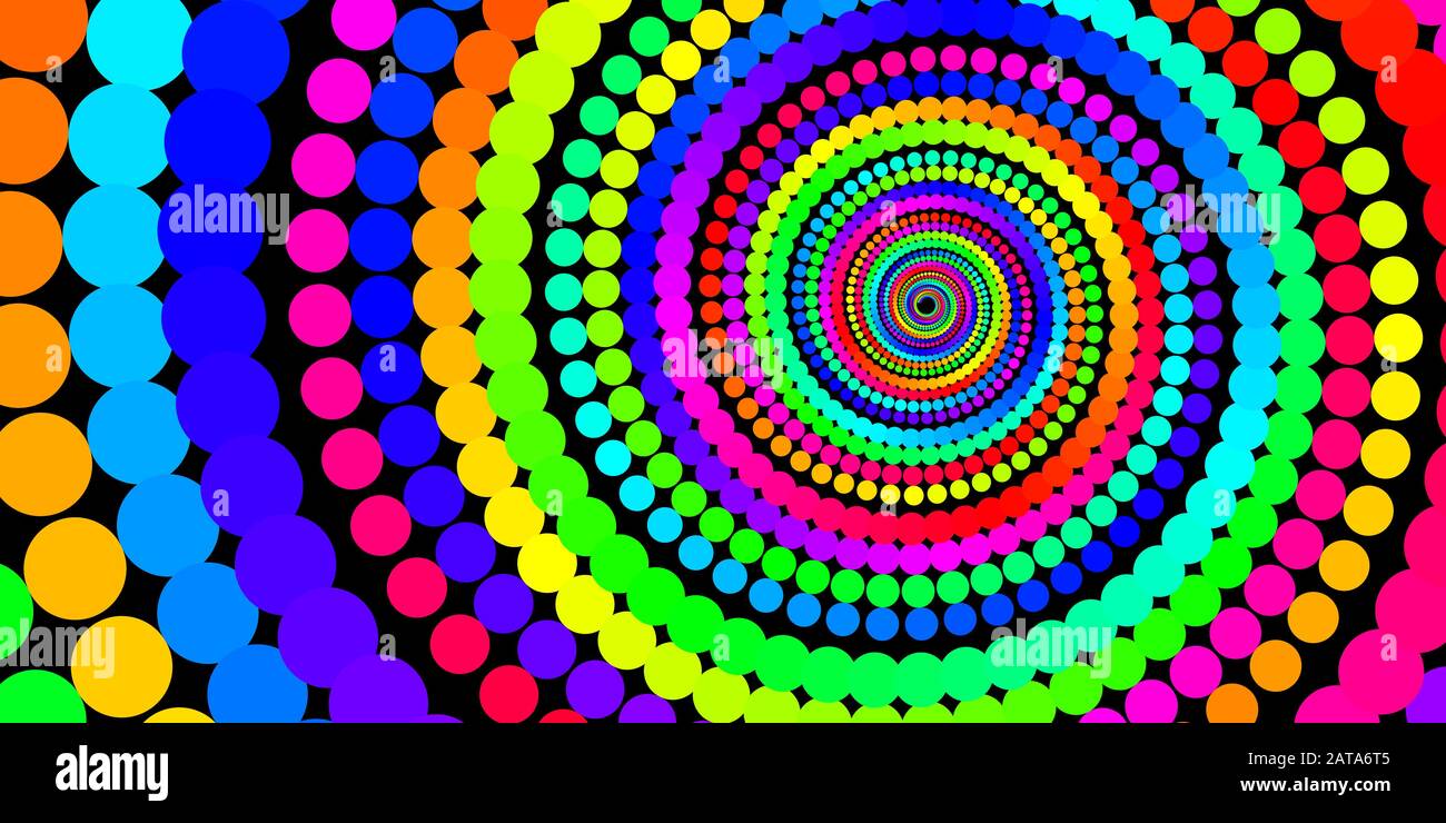 Vector Iridescent Spiral Nautilus Vortex Shape - Bright Generative Op Art Background Stock Vector