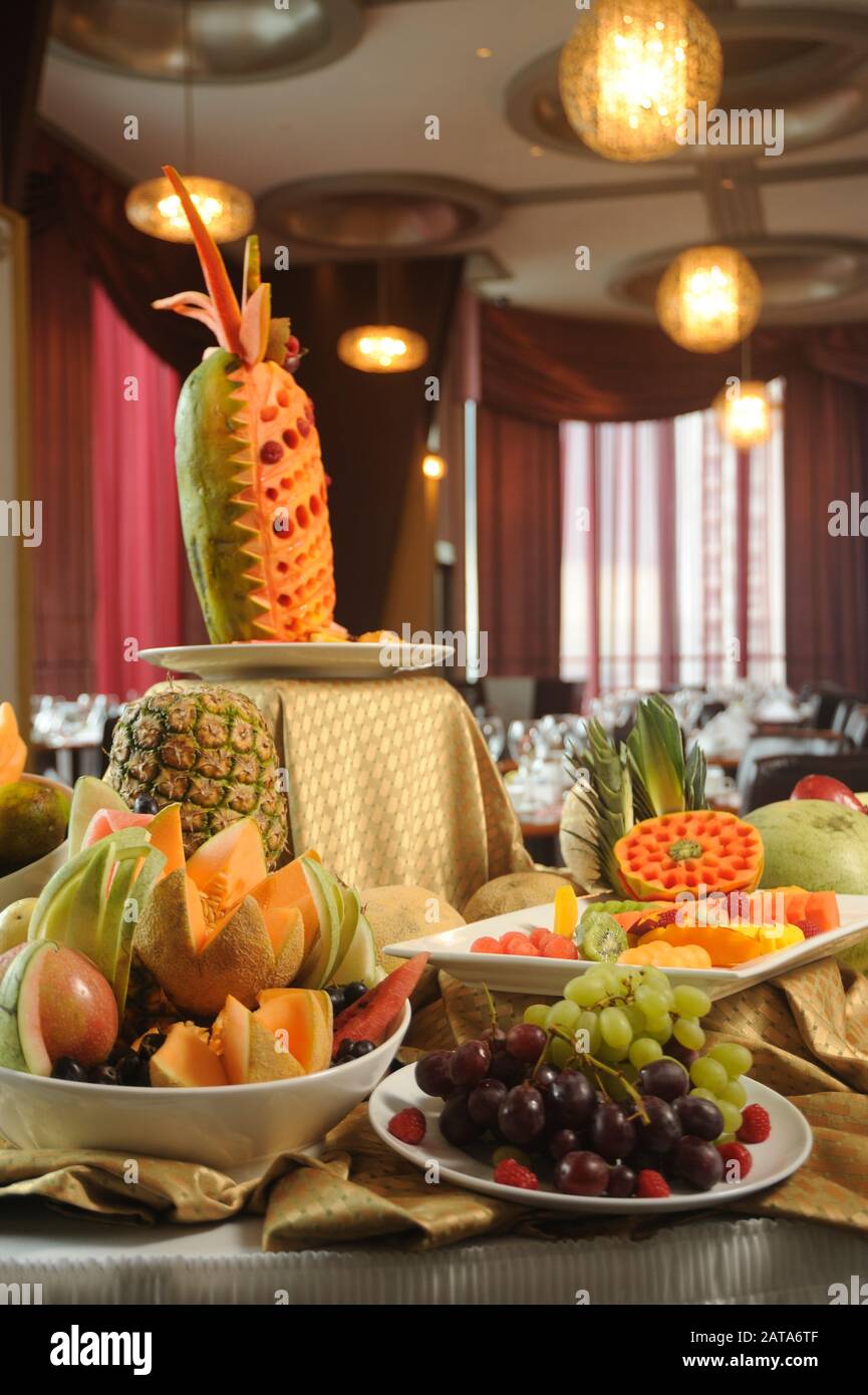 Tropical fruits buffet Stock Photo