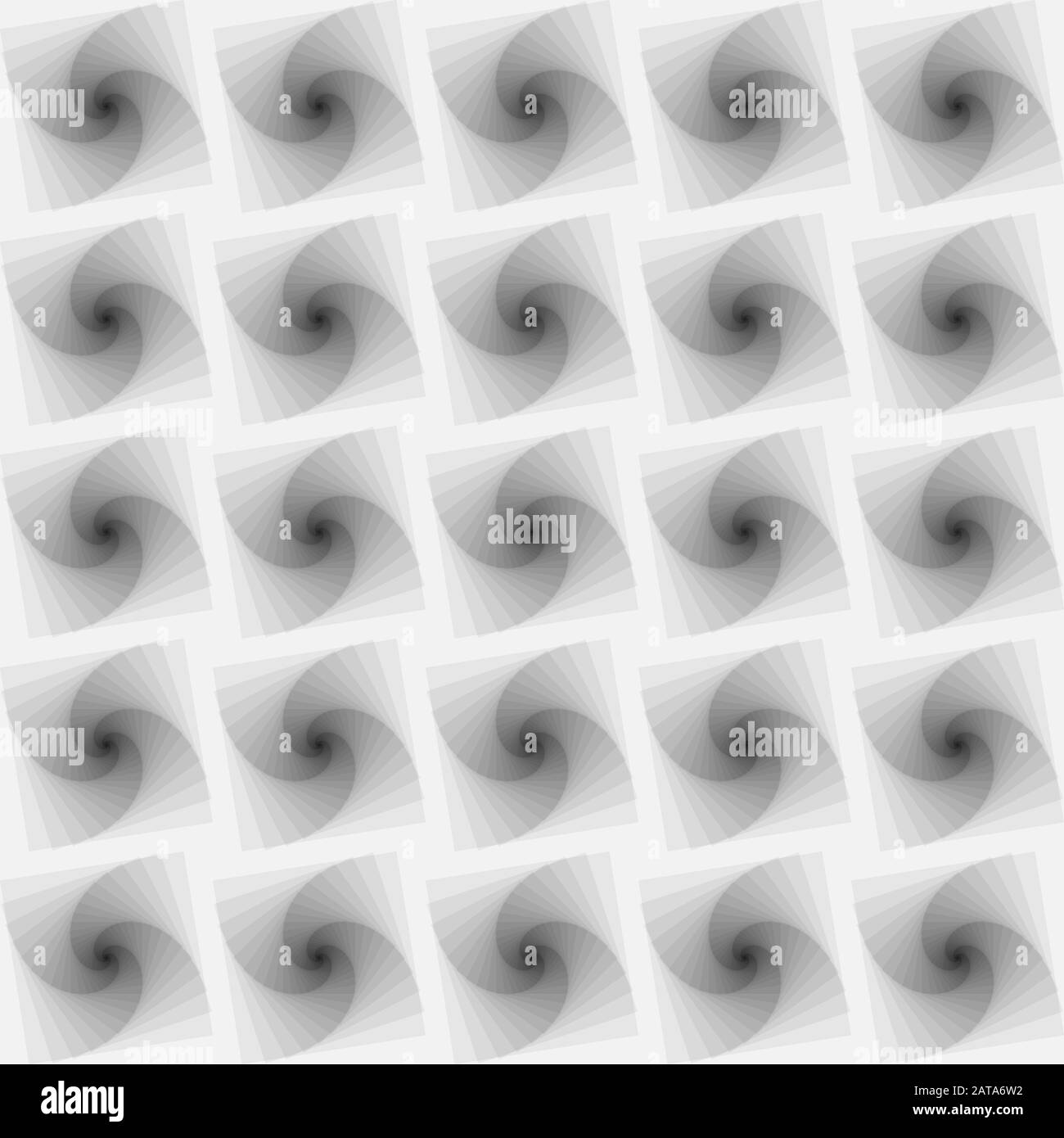 Seamless Gray Vector Spiral Vortex  - Square Op Art  Background Stock Vector