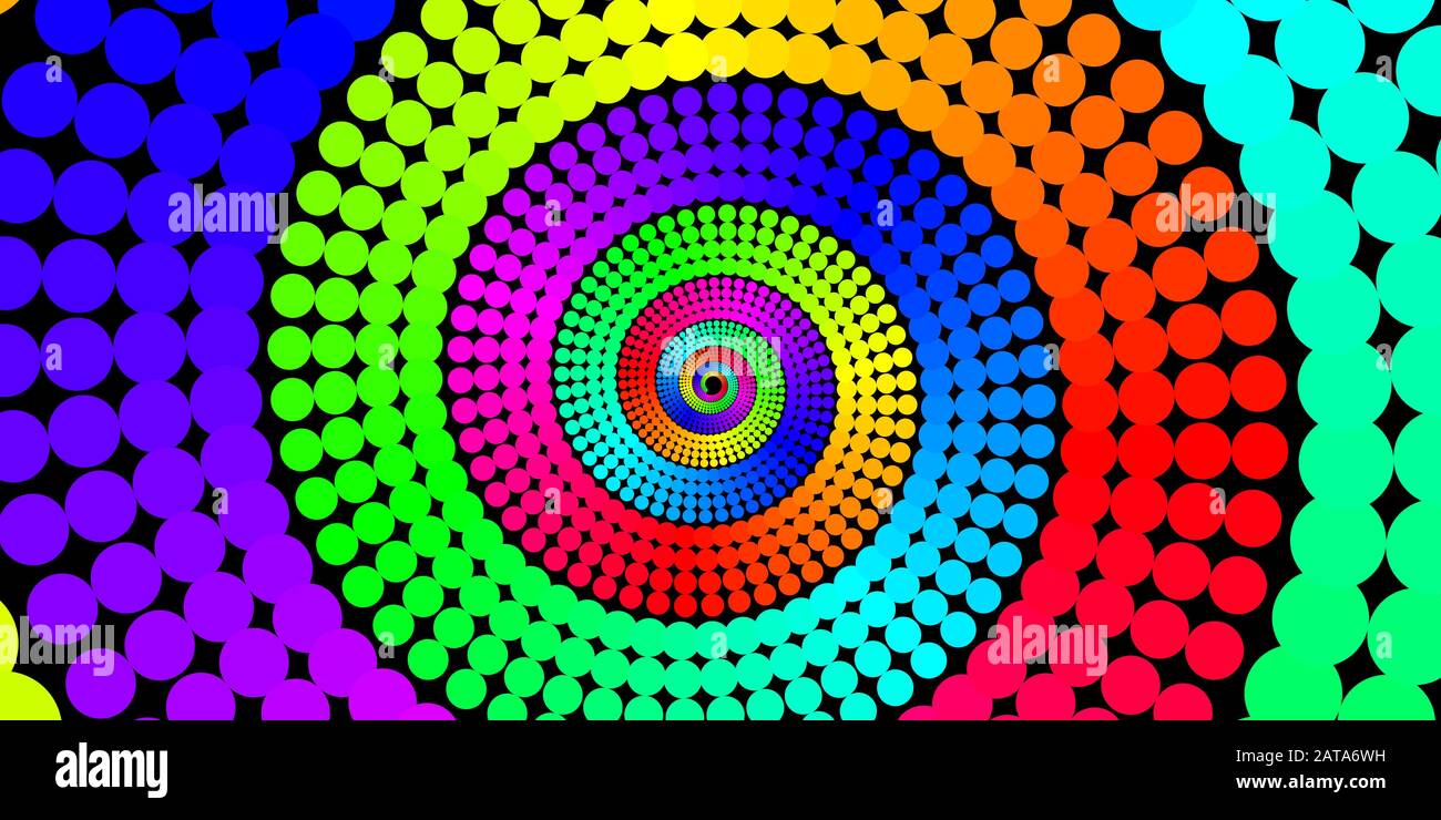 Vector Iridescent Spiral Nautilus Vortex Shape - Bright Generative Op Art Background Stock Vector