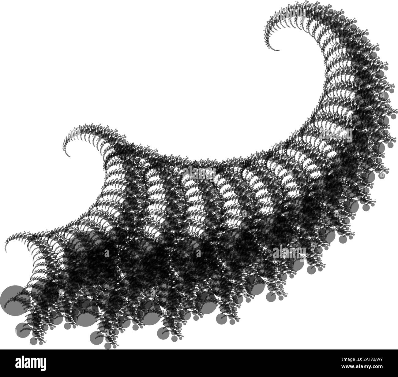 Vector Fractal Beaded Spiral Cornucopia Vortex Shape -  Generative Op Art Element Stock Vector