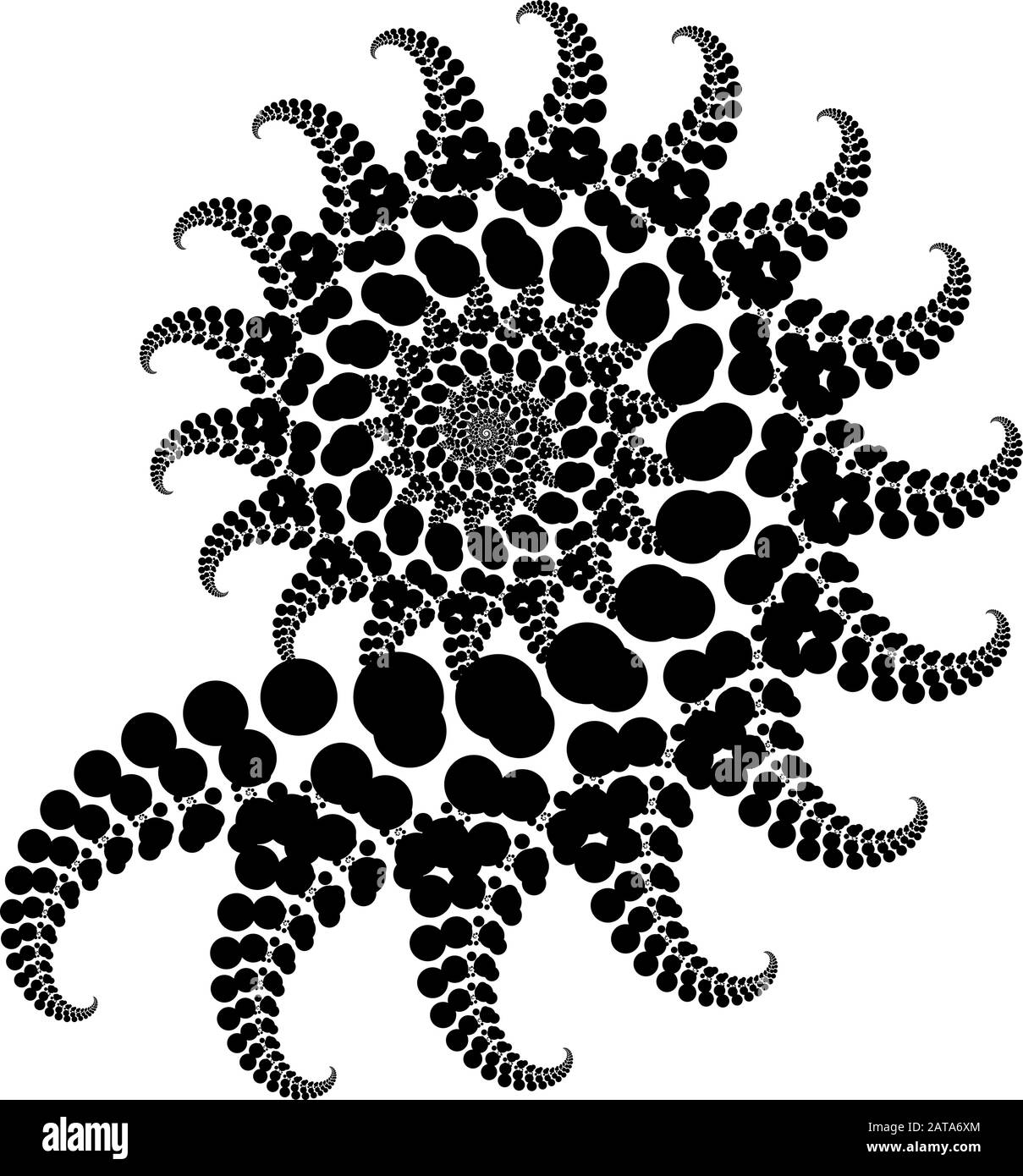 Vector Fractal Beaded Spiral Snail Vortex Shape -  Generative Op Art Element Stock Vector
