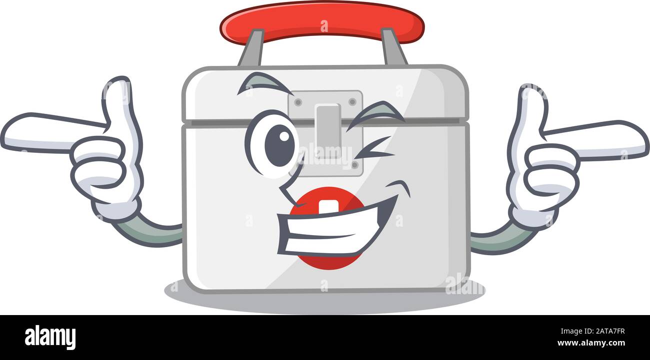 mascot cartoon design of first aid kit with Wink eye Stock Vector Image ...