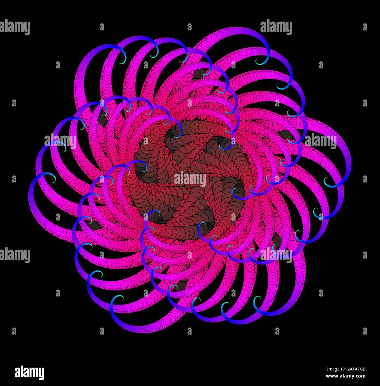 Vector Twirl Mandala Art - Openwork Radial Symmetry Flourish Pattern Stock Vector