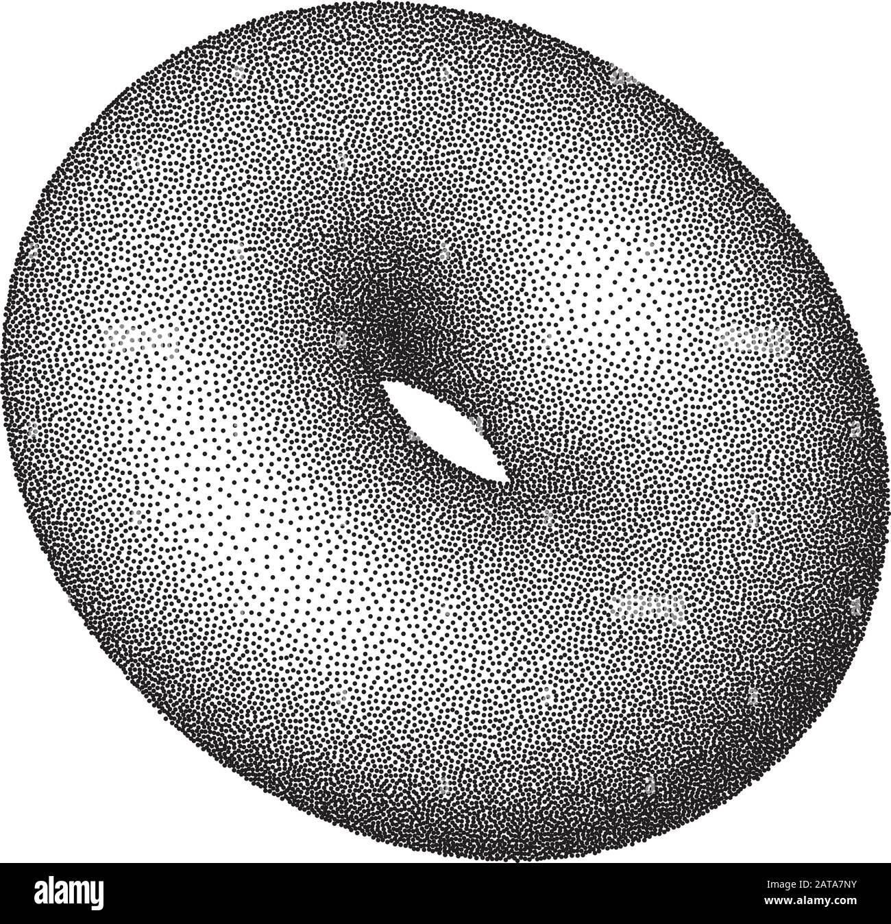 Vector Stippled 3D Torus - Abstract Dotted Design Element Stock Vector