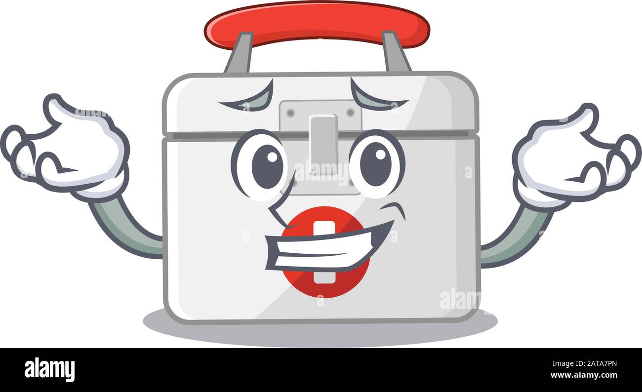 Super Funny Grinning first aid kit mascot cartoon style Stock Vector ...