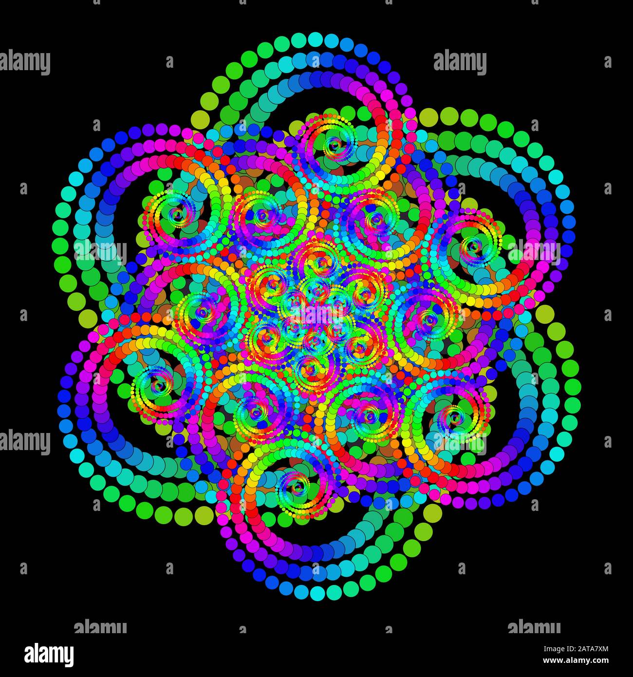 Vector Twirl Mandala Art - Openwork Radial Symmetry Flourish Pattern Stock Vector