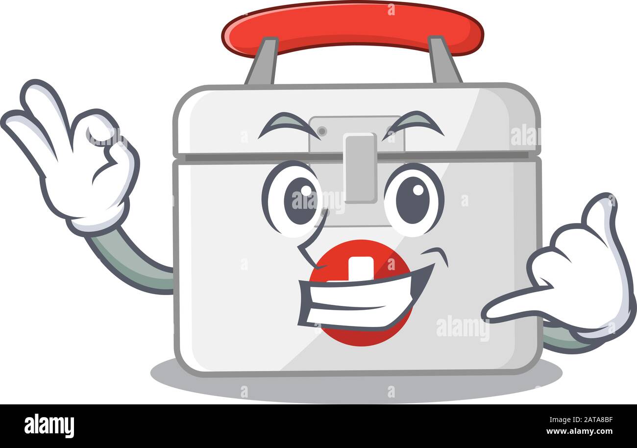 Call me funny first aid kit mascot picture style Stock Vector Image