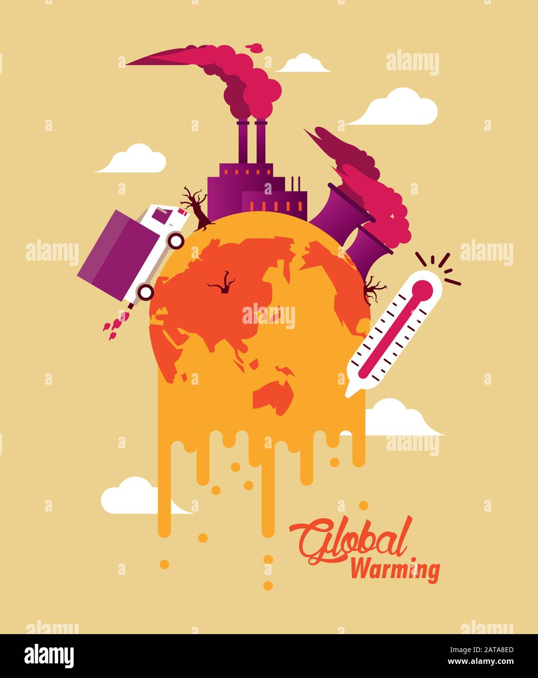global warming alert with melting planet Stock Vector Image & Art - Alamy