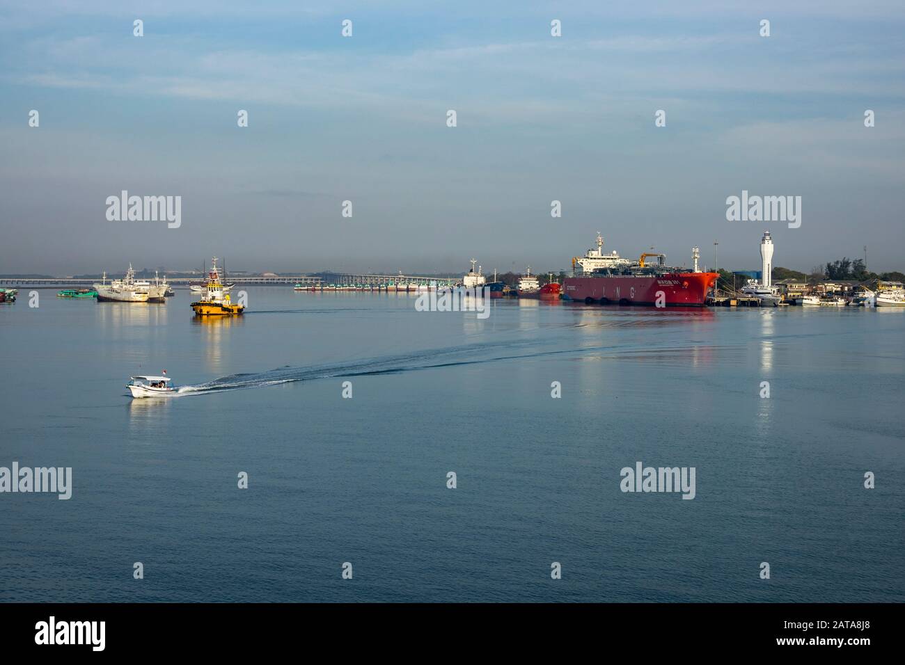 Ponant expedition cruise ship L'Austral entering Benoa Port, Bali ...