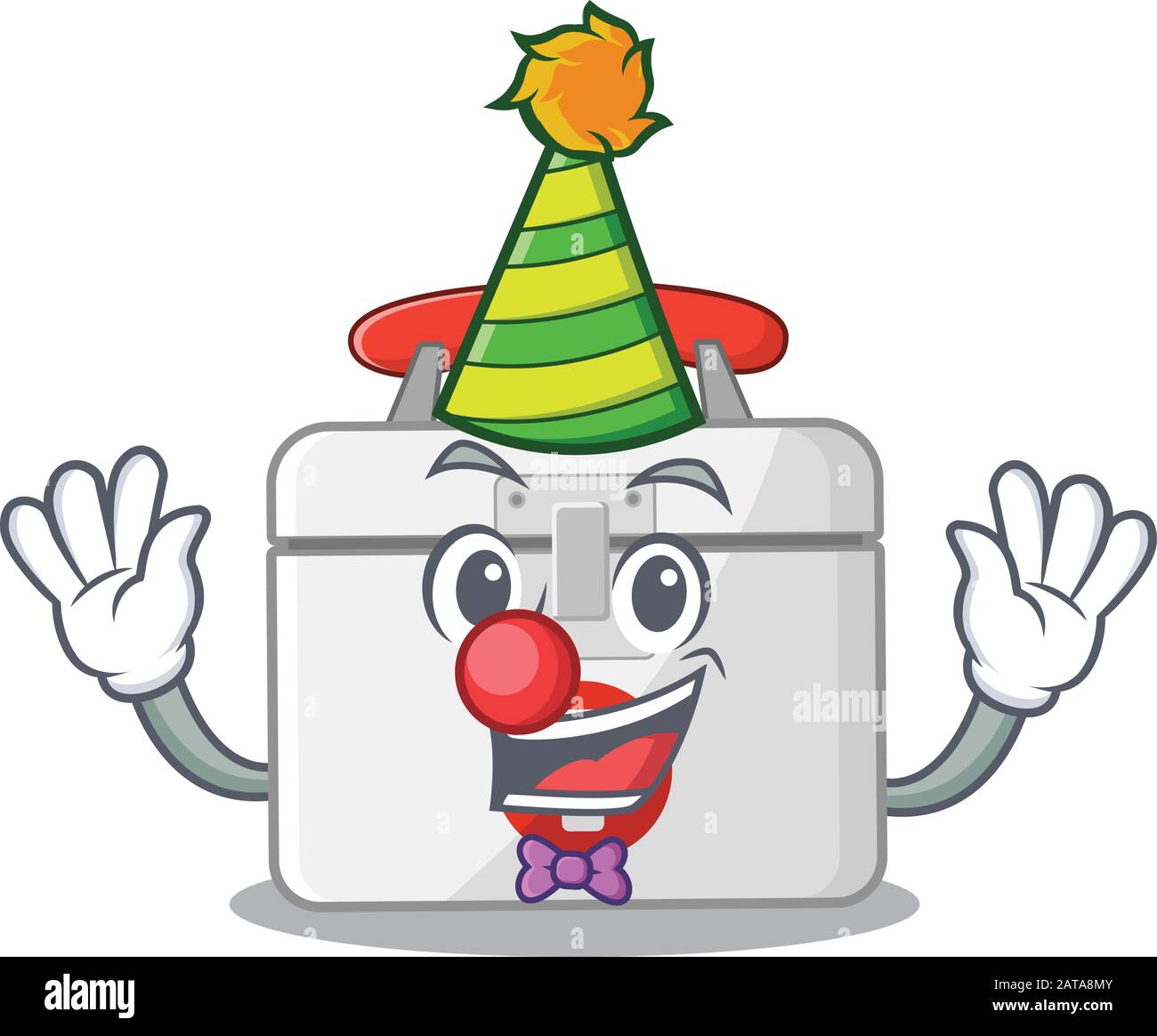 Funny Clown first aid kit cartoon character mascot design Stock Vector ...