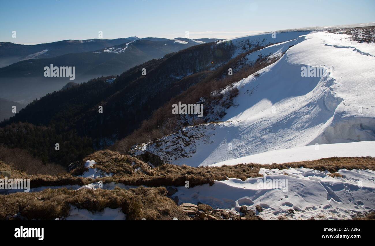 Top of the Hohneck in the vosges mountains in france in winter Stock