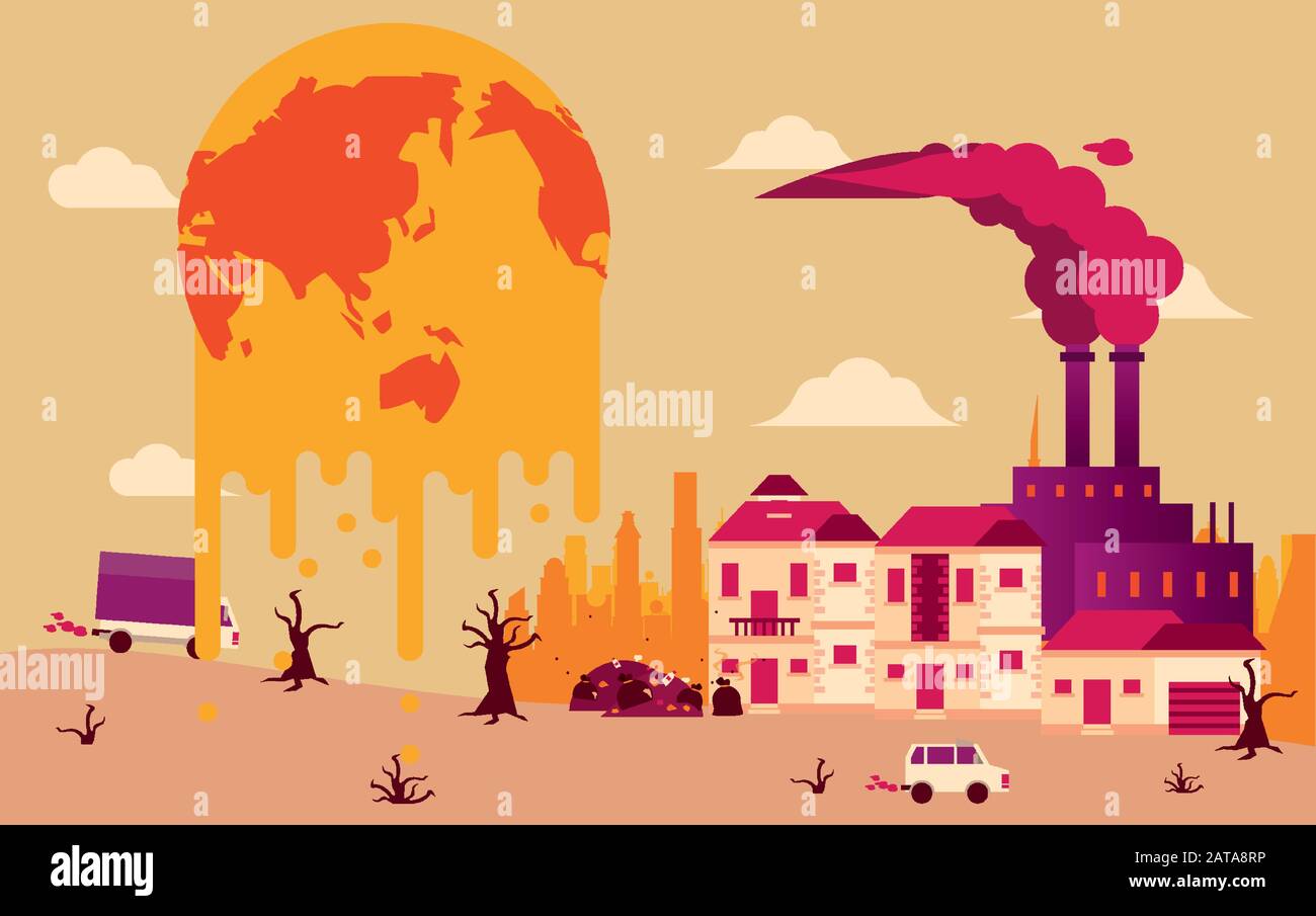 global warming alert with melting planet Stock Vector Image & Art - Alamy