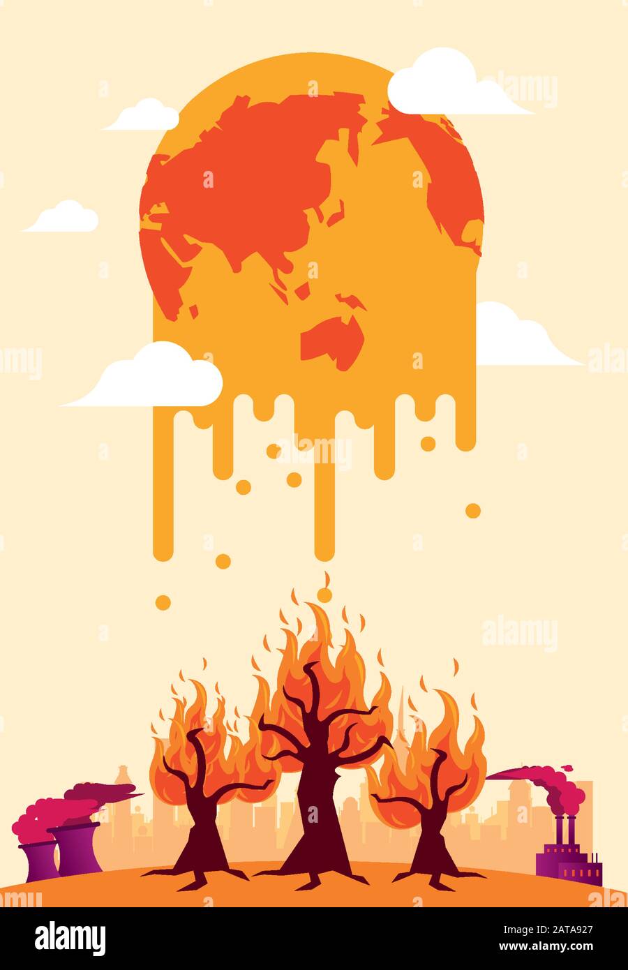 global warming alert with melting planet Stock Vector Image & Art - Alamy