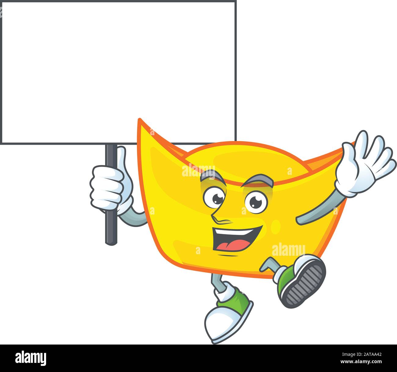 An icon of chinese gold ingot cartoon character style bring board Stock ...