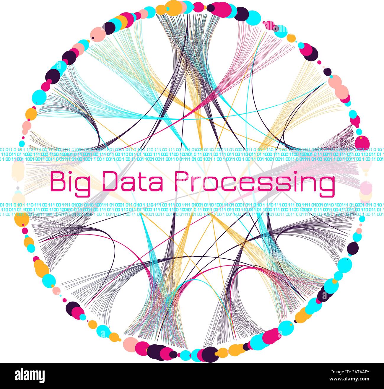 Big Data Processing Visualization - Big Data Architecture  - Vector Graphic Template Stock Vector