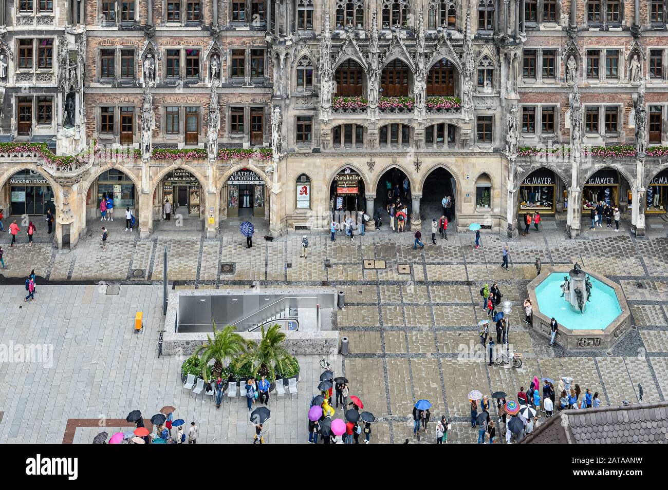 Munich, Germany, June 12, 2016, birds eye view to 'Marienplatz' Stock Photo
