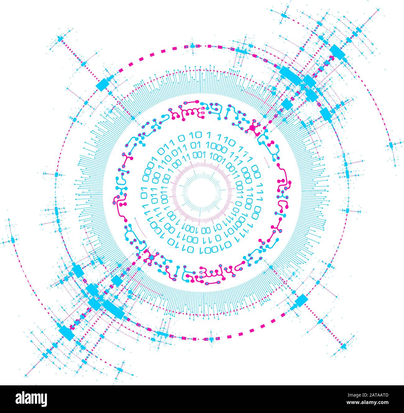 Vector HiTech Element - Technology Round Diagram Concept - Vector Graphic Template Stock Vector