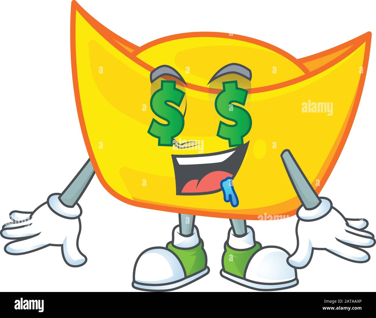 Happy rich chinese gold ingot with Money eye cartoon character style ...