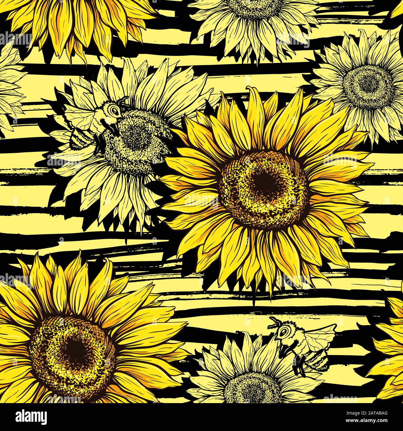 Sunflowers field seamless vector pattern for fabric textile design ...