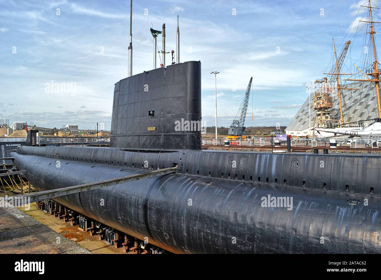 The Submarine Ocelot at The Historic Dockyard Chatham, Kent, UK Stock