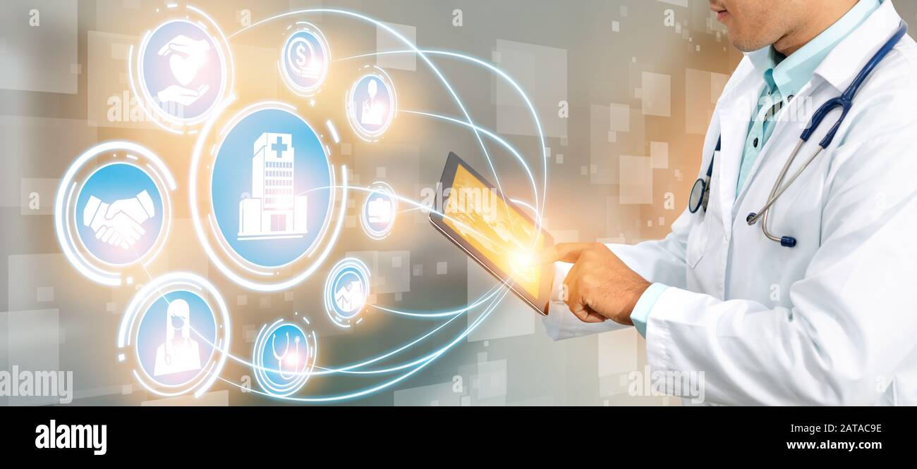 Medical Healthcare Concept Doctor In Hospital With Digital