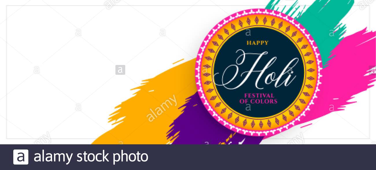 Happy Holi Colorful Indian Festival Banner Design Stock Vector Art