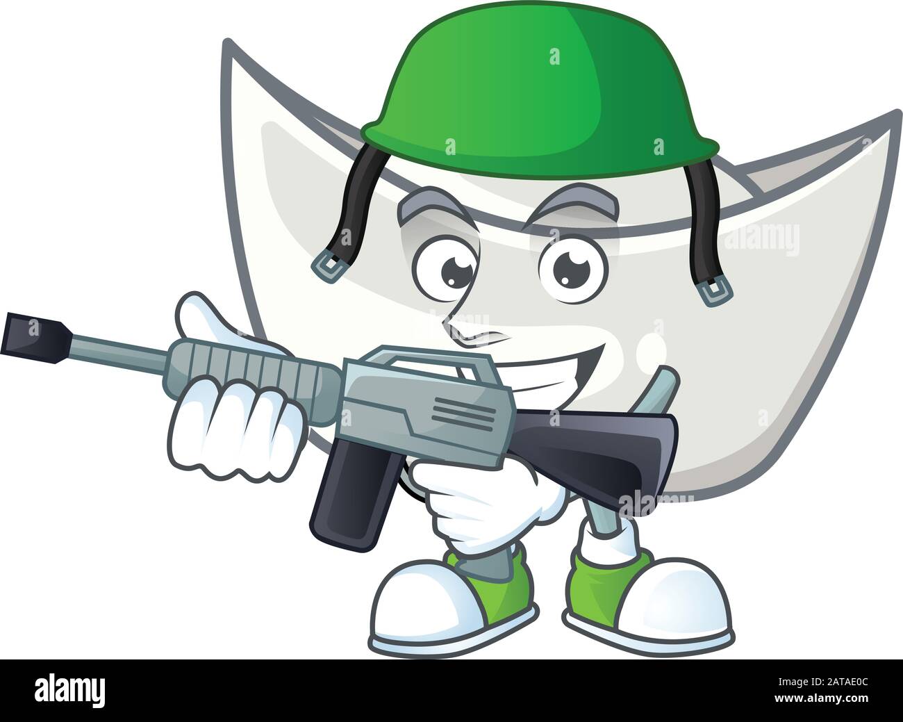 Chinese silver ingot carton character in an Army uniform with machine