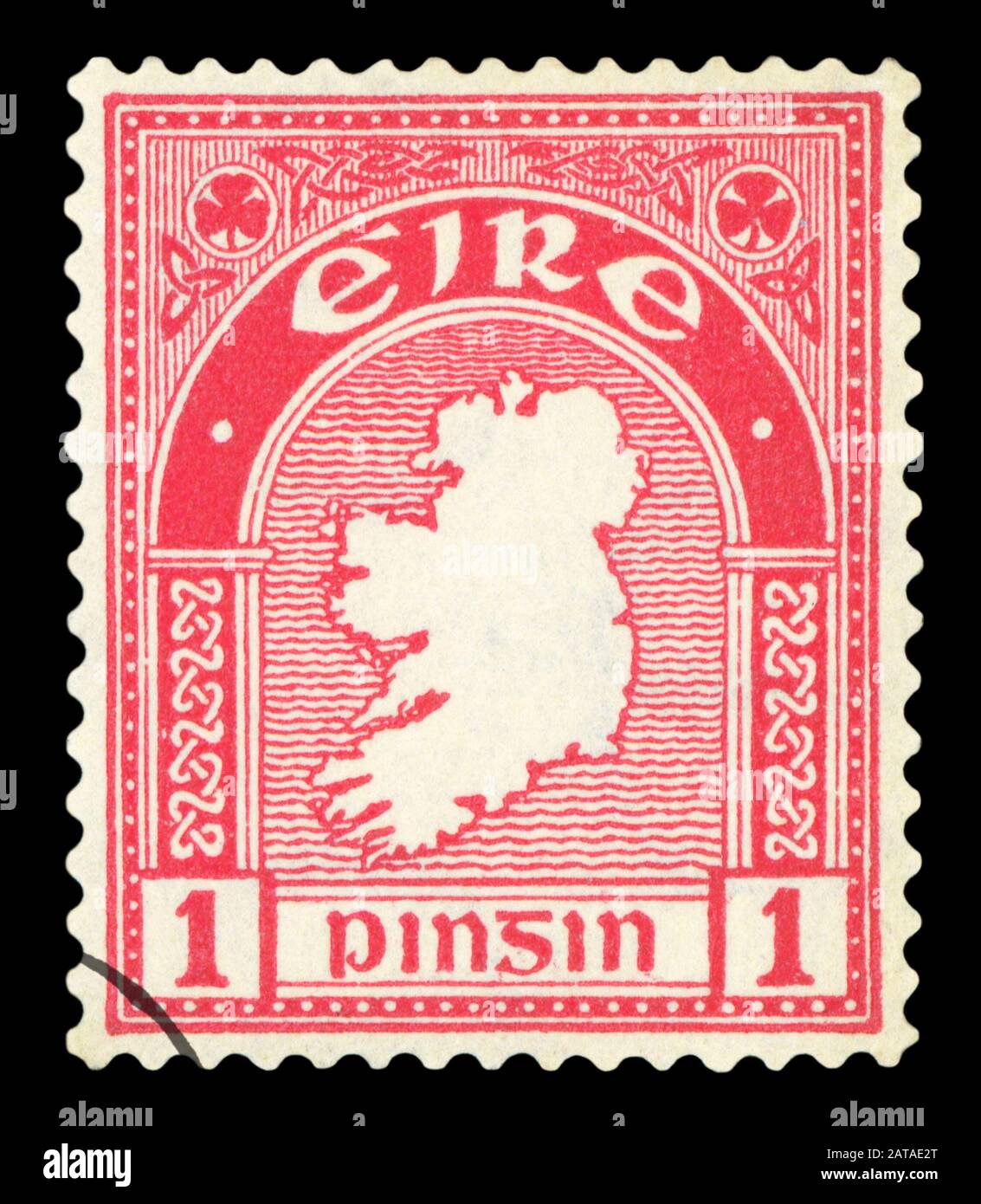 IRELAND, Circa 1923 : A postage stamp printed in Ireland shows Map of Ireland, Symbols 1922-34 serie, circa 1923. Stock Photo